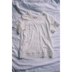 Off white top with detailed sleeves
